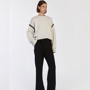 Simons Shetland Wool Contrast Seam Women’s Sweater XL Fall Neutral NWOT